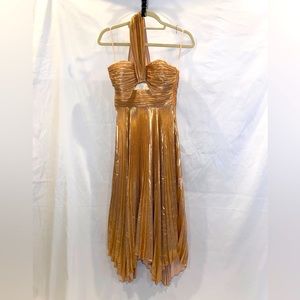 A.L.C. Size 0 One shoulder rose gold pleated dress